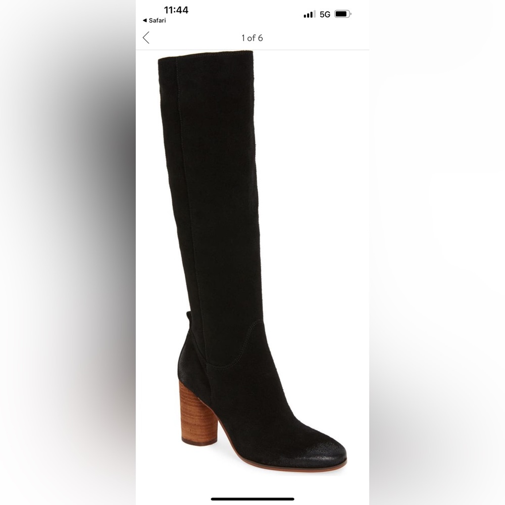 New in box Sam Edelman Camellia black suede tall boot size 8.5